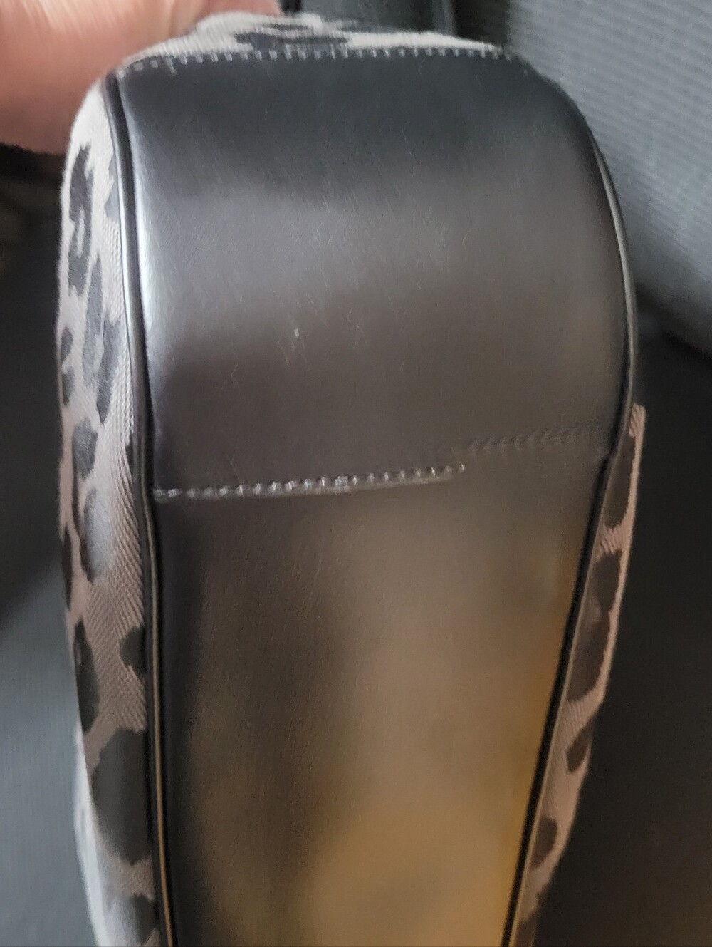 Coach Leopard-Print Shoulder Bag in Gray and Black - Picture 6 of 9